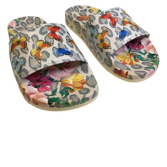 NWT Johnny Was Mayflower Pool Slide Butterfly Sandal in Natural - Picture 2 of 4